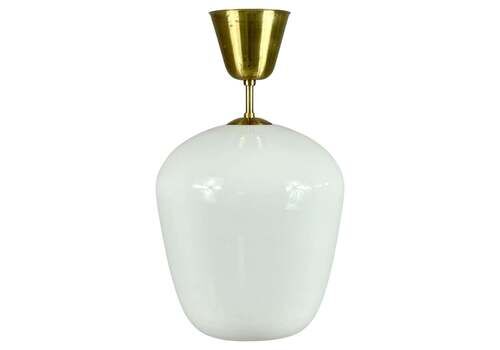Asea White Opaline Glass & Brass Pendant, Sweden 1940s