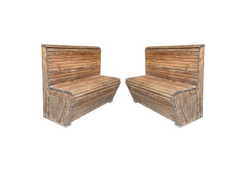 Pair Of Slabs Benches In Solid Pine "Mobila"