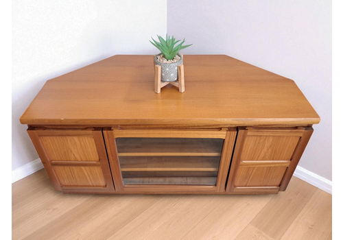 Mid Century Vintage Nathan Tv Video Corner Unit Teak Tv Cabinet Media Stand 1980