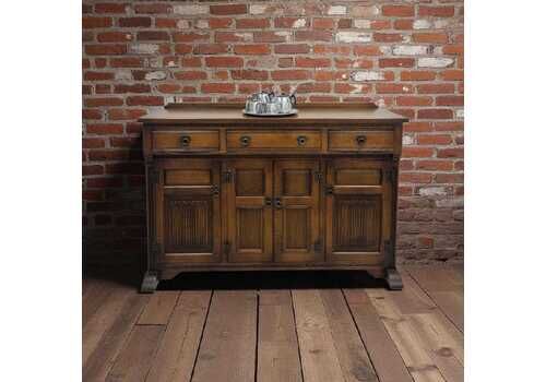 Vintage Old Charm Wood Bros Modern Sideboard / Tudor Brown Oak / Made In England C1970