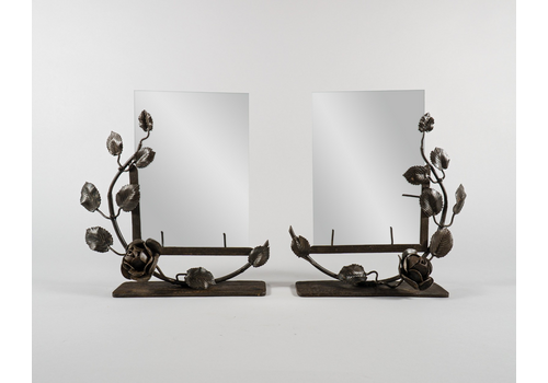 Pair Large Antique 1920s 30s French Wrought Iron Photo Frames For 25cm X 18cm