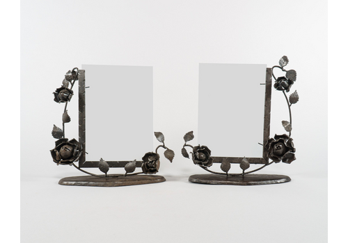 Pair Large Antique 1920s 30s French Wrought Iron Photo Frames For 25cm X 18cm