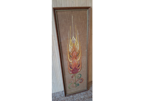 Fab Vintage Needlework Textile Harvest Wall Art Embroidery Crewel Penelope 1970s