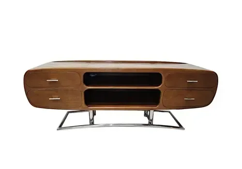 A Fabulous Mid Century Design Handmade Walnut And Chrome Side Or Television Cabinet