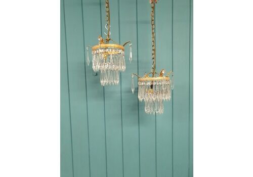 Small Early 20th Century Pair Of Spike Chandeliers 9"