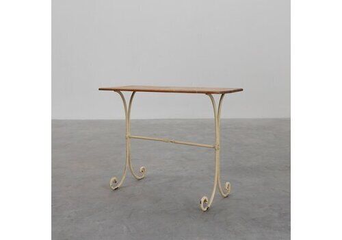 French Bistro Table With Cast Iron Base And Oak Top, 1950s