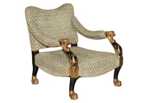 Regency Bronzed Parcel Gilt Library Armchair After A Design By George Smith 1815