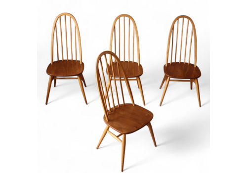 Set Of 4 Vintage Ercol Elm & Beech Quaker Dining Chairs