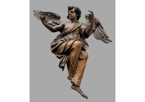 A Late C17th Flemish Oak Figure Of A Winged Angel