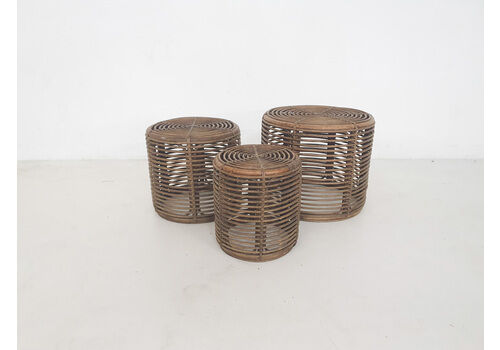 Set Of Three Manou Baskets, Stools Or Side Tables Attrb. To Tito Agnoli, Italy 1970