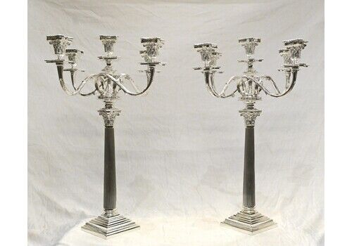 Regency Silver Plate Candelabras Doric Column Candles