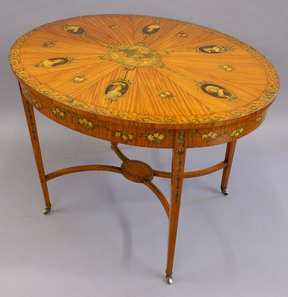 A Superb Sheraton Revival Oval Center Table photo for sale