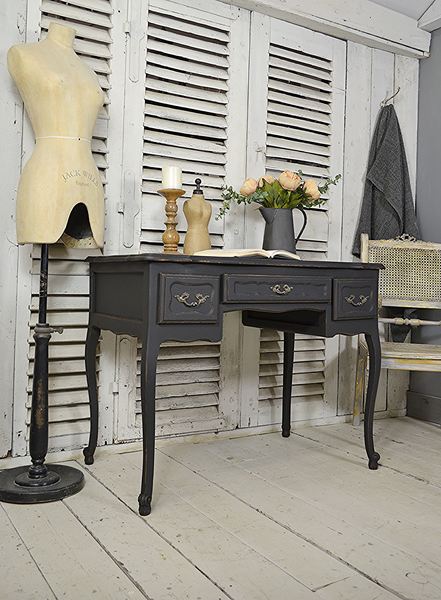 Small French Louis Xv Vintage Black Desk Free Uk Delivery Vinterior Vintage Black Desk Free Uk Delivery