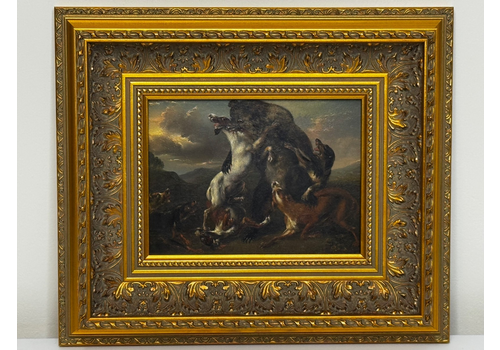 19th Century Manner Of Richard Ansdell "At Bay: A Bear And Hounds Mortal Combat"