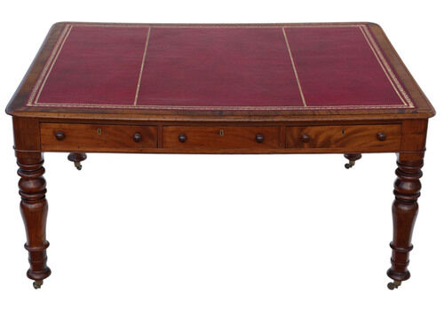 Antique C.1840 Large 19th Century Partners Writing Library Desk – Fine Quality Table
