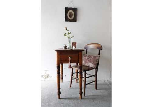 Small Pine Farmhouse Kitchen Table With Turned Legs And Cutlery Drawer