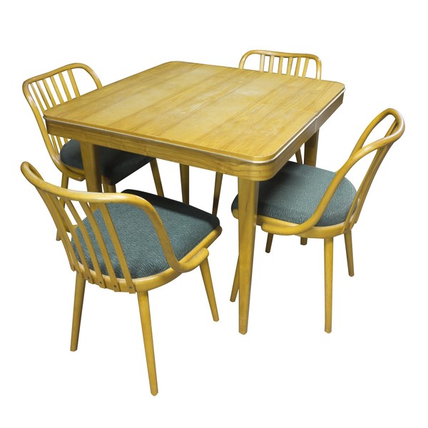 Vintage Dining Set Folding Table With Four Chairs 1960 S
