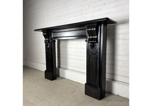 Large Antique Victorian Slate Fireplace Surround With Corbels