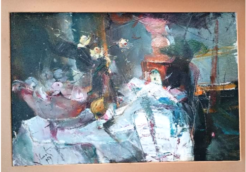 Large Oil Painting On Panel Still Life Alberto Alberti (1894 1974) 1959