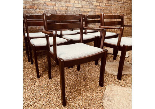 Set Of 8 Brutalist Danish Rosewood Dining Chairs By Dyrlund, C.1968–74