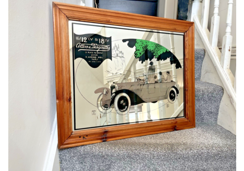 Large Vintage Cottin & Desgouttes French Car Advertising Lyon Pub Picture Mirror