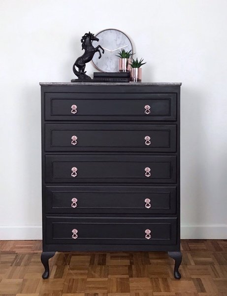 Black And Rose Gold Chest Of Drawers Five Drawer Chest Hand