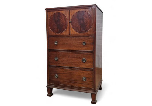 Antique Victorian Mahogany Millinery Cupboard / Chest Of Drawers