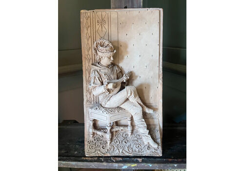 Antique Italian Relief Panel, Terracotta Sculpted Plaque, 1800’s, Signed