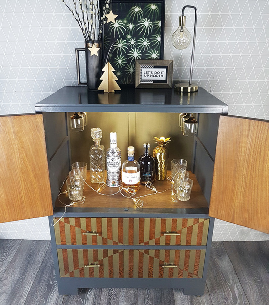 Available To Commission Upcycled Vintage Oak Drinks / Cocktail