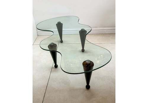 Post Modern Italian Glass Topped Coffee Table 80s Space Age.