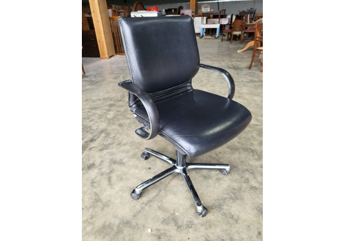 Black Leather Chrome Swivel Tilt Adjust Height Office Chair