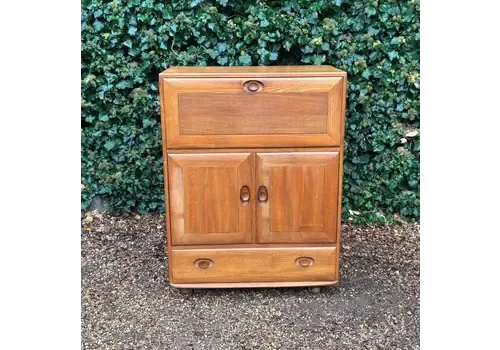 Mid Century Ercol 469 Elm Bureau Cabinet