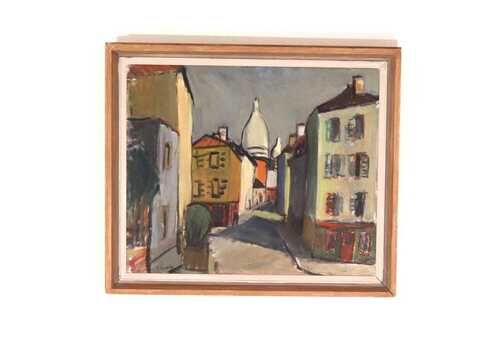 Original  Mid Century Swedish Oil On Canvas – “Montmartre” By Tryggve Eagle, 1951 – Signed & Framed – 82 × 70 Cm (32.3" × 27.6")