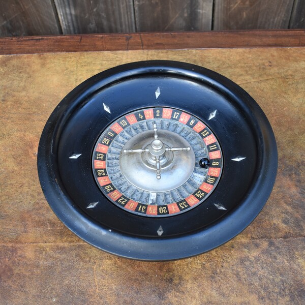 Rustic Wood Roulette Antique Early 20th Century Hand Turned Ebonised Wood Games Roulette ...