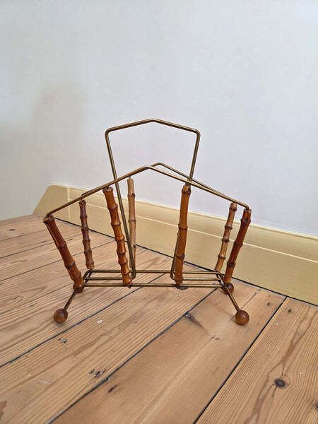 Triangle Magazine Rack Bamboo And Brass Triangle Magazine Rack | Vinterior