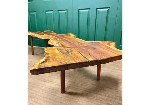 Restored Mid Century Live Edge Yew Coffee Table By Reynolds Of Ludlow