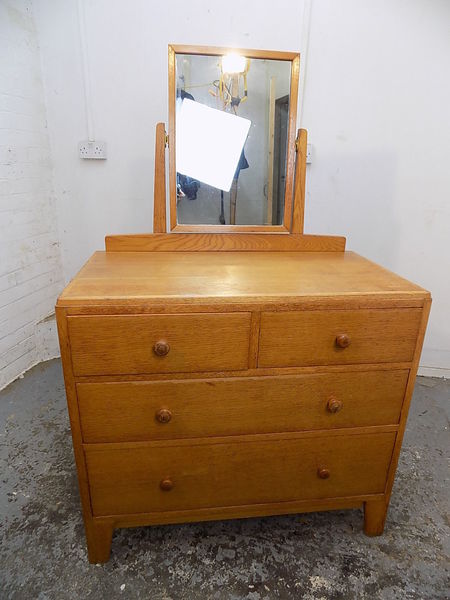 Oak Dressing Drawers Chest Of Mirror Bedroom Table