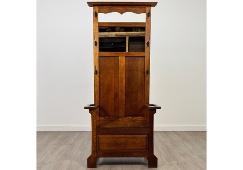 Antique 20th Century Arts & Crafts Golden Oak Hall Stand