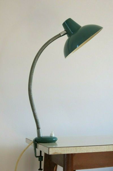 Vintage Mid Century Green Surface Clamp Desk Lamp Vinterior