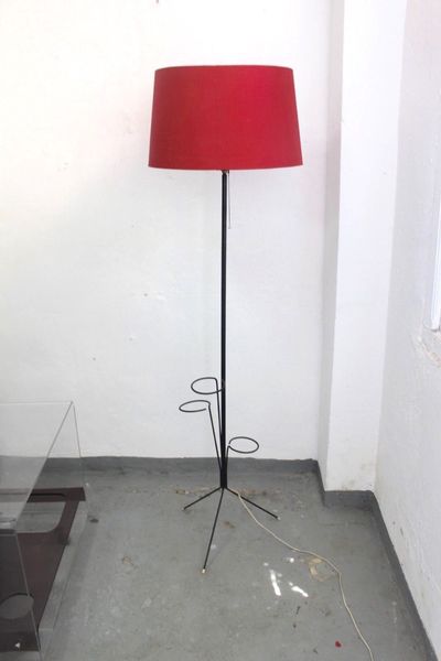 50s Mid Century Iron Floor Lamp With Flowers Pot Holes Tiki Rock Vintage Light