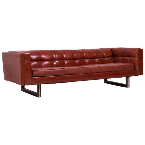 Tuxedo Red Leather Sofa By Milo Baughman 1950s Milo Baughman