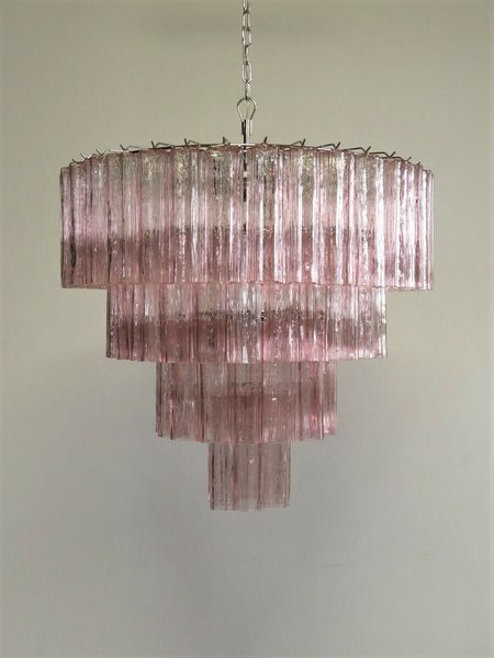Huge Vintage Murano Glass Tiered Chandelier 78 Pink Glasses | Vinterior Huge Vintage Murano Glass Tiered Chandelier 78 Pink Glasses | Vinterior