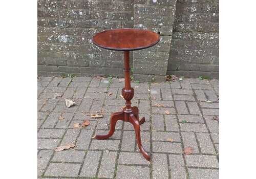 Antique Tall Mahogany Wine Table With Tripod Base, Late Victorian / Edwardian Occasional Side Table 70cm Tall