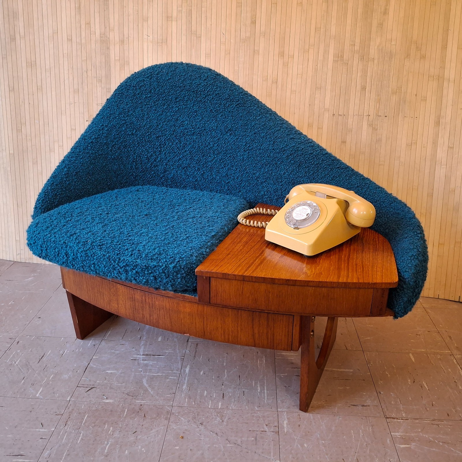 Fab Vintage Chippy Heath Mid Century Contour Teak Telephone Seat