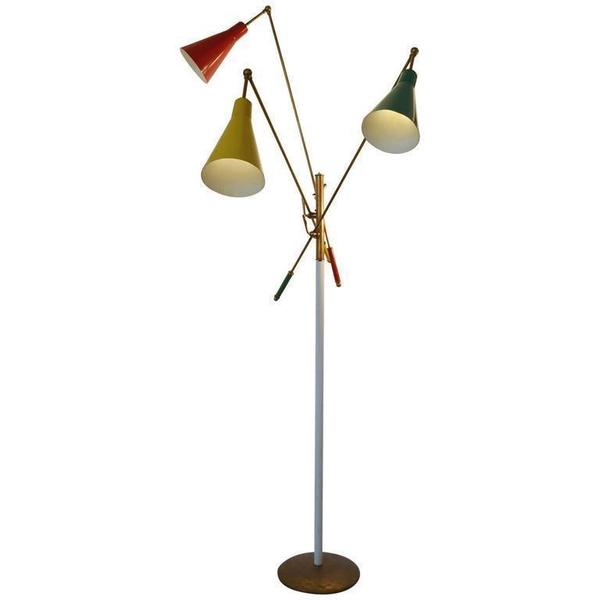 1950s Italian Multicolored Modernist Floor Lamp In The Style Of