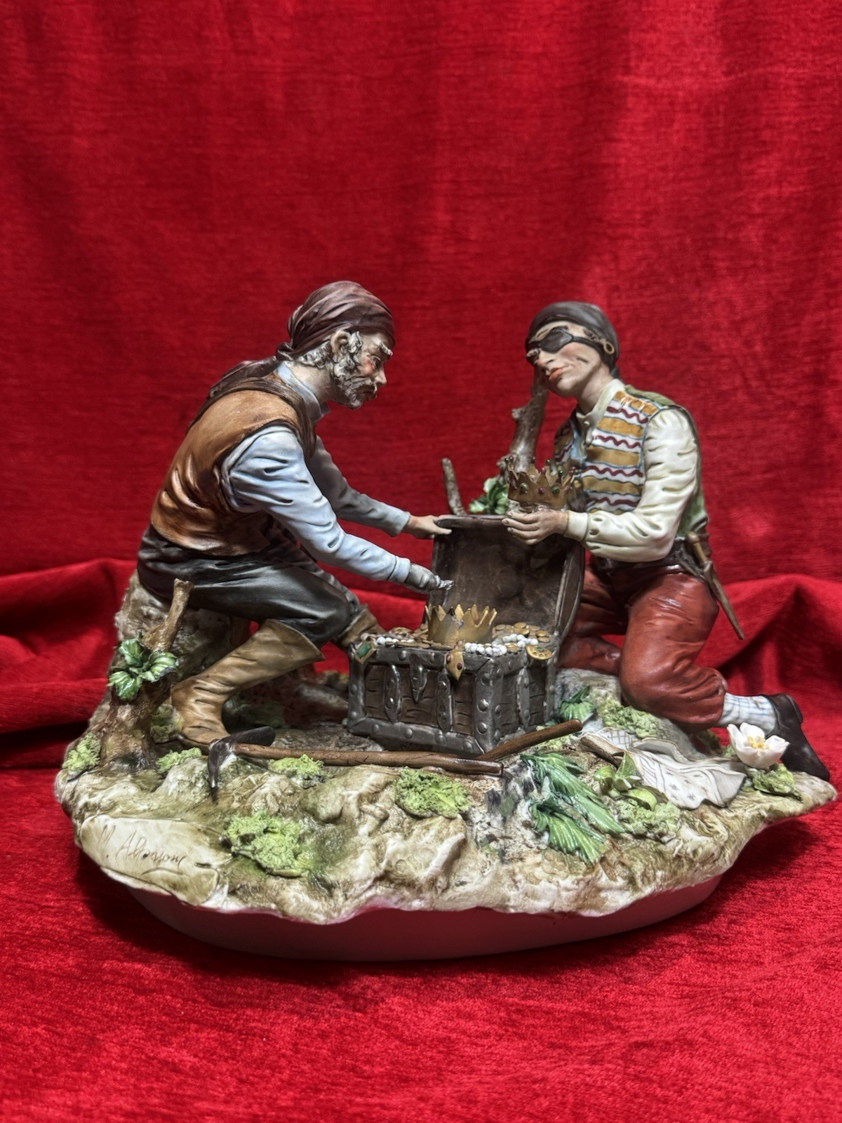 Large Italian Capodimonte Porcelain Figurine 'The Pirates Hidden