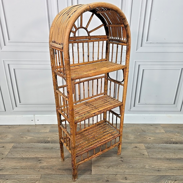 Upcycle Rattan Bookcase Vintage Bamboo Rattan Bookcase étagère – Arched Top Shelf Unit – Boho ...