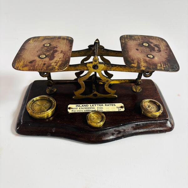 antique-brass-postal-scale-victorian-desk-decor-with-original-weights