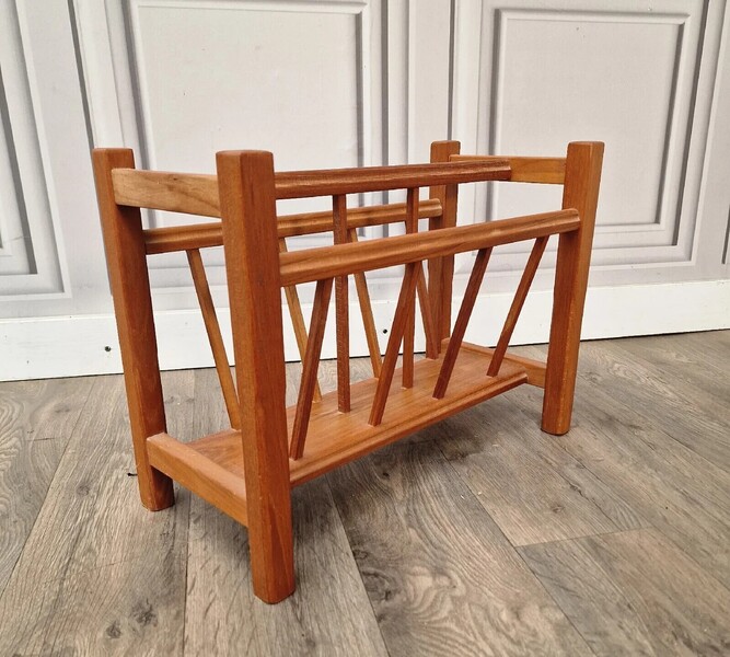 2000s Style Rack Vintage Teak Magazine Rack Danish Inspired Scandi Mid Century Modern ...