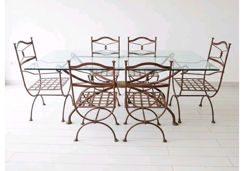 Vintage Provencal French Dining Table And 6 Chairs
